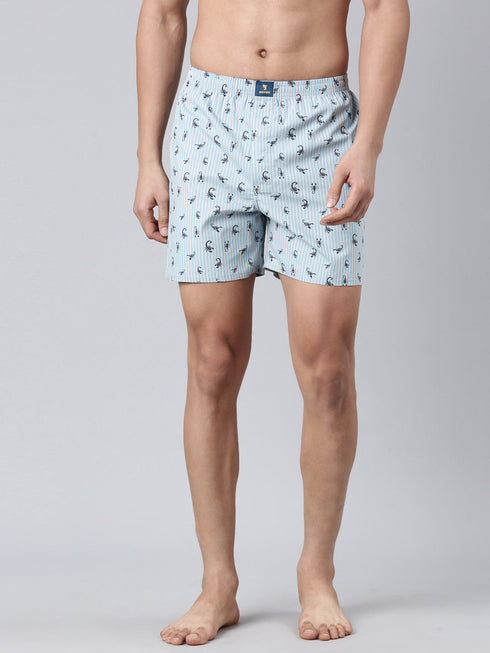 Blue Printed Pure Cotton Boxer